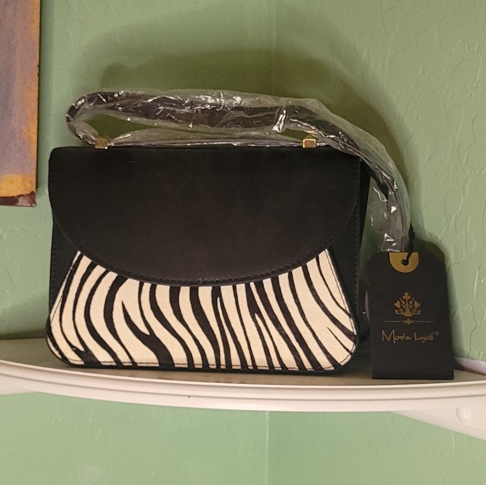 Moda Luxe Black Zebra Crossbody